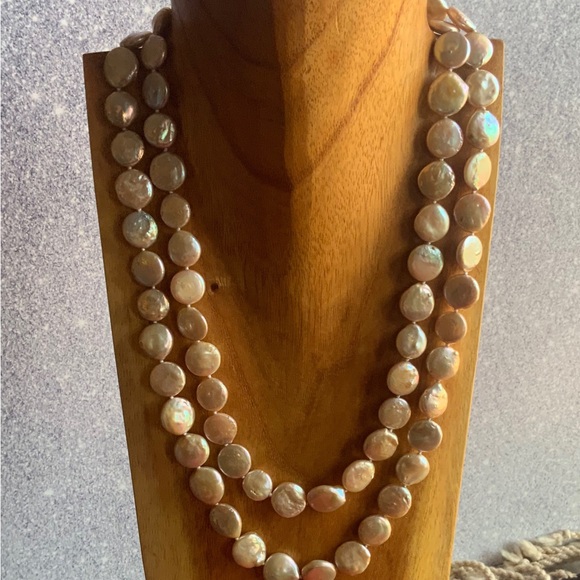 Genuine Coin Pearl 42 Inch Long Necklace New - Picture 10 of 10